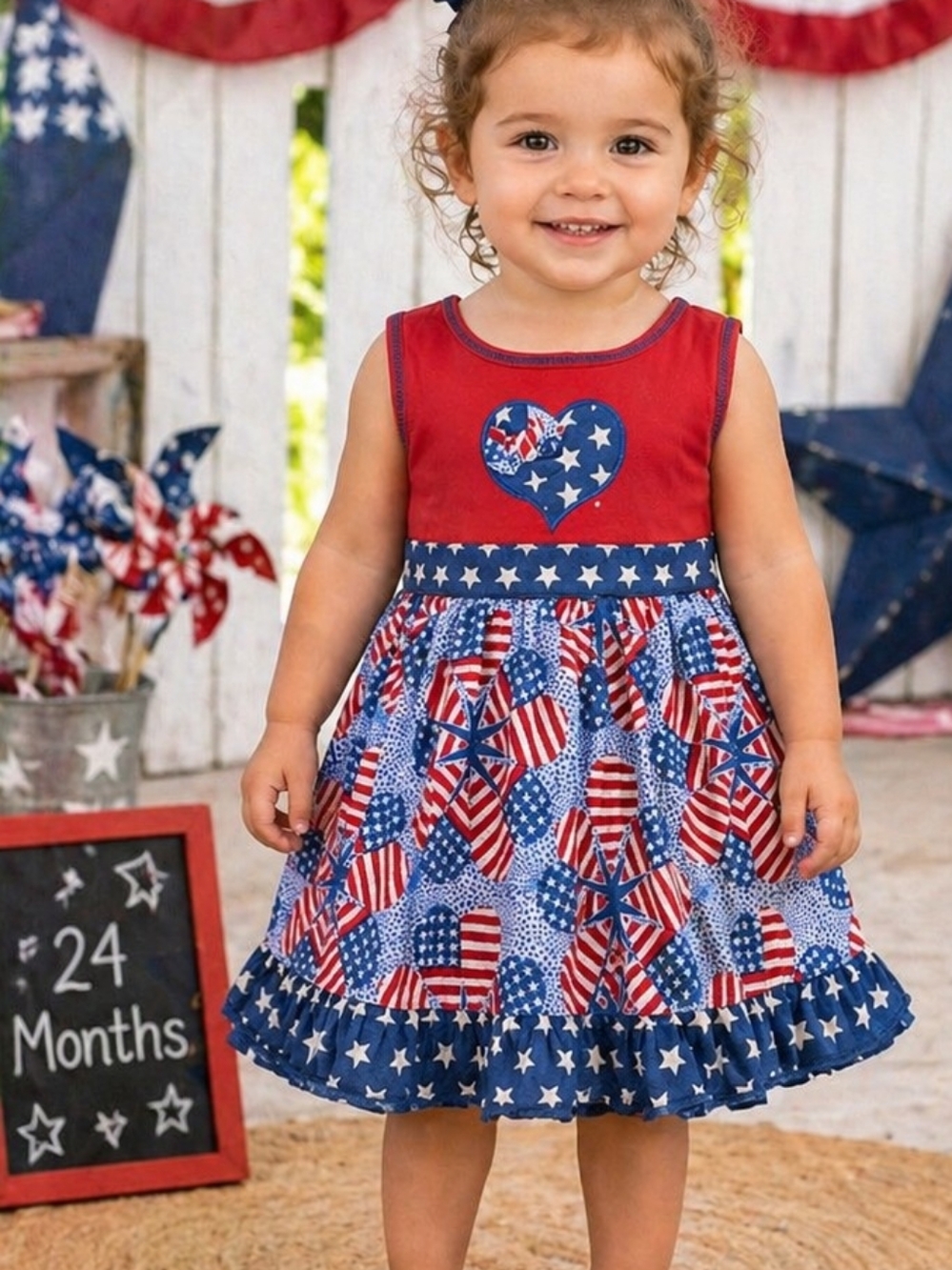 Ann Loren USA Flag Dress 24MOS 4th July Patriotic America